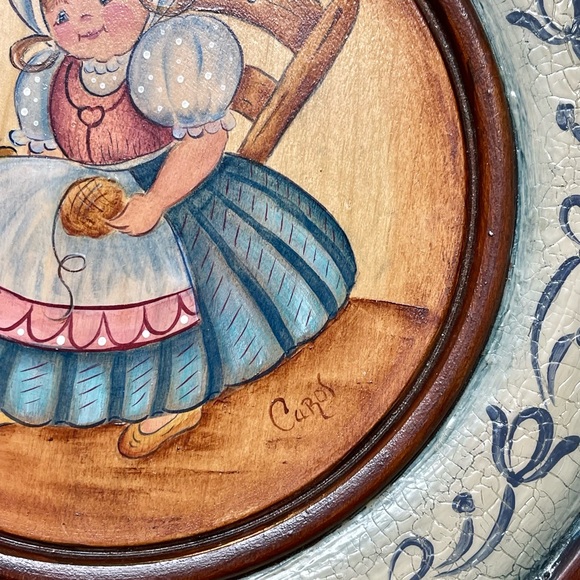 Hand Painted Signed Wooden Folk Art Decorative Plate Vintage - Picture 8 of 11